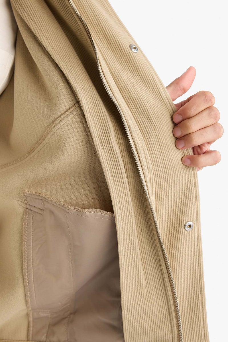 DeFacto Beige Man Regular Fit Polo Collar Jacket Casual - Image 5